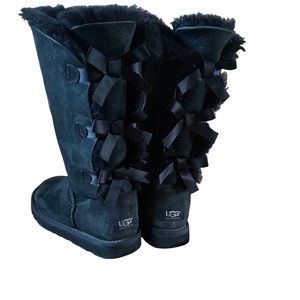 Black UGG boots with bows tall size 8